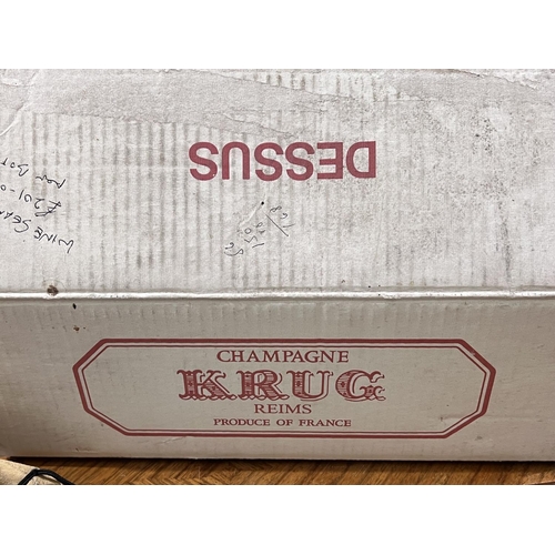 400V - Three bottles of Krug Grande Cuvee champagne, in fitted wooden case (1987)