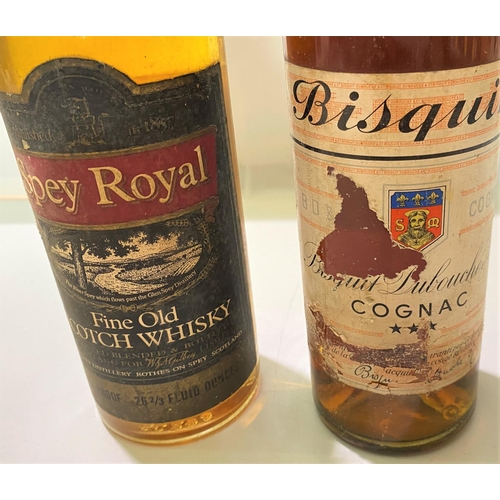 395 - 1 bottle of Spey Royal Fine Old Scotch Whisky 70%; 1 70cl bottle of Bisquit Cognac (label torn)