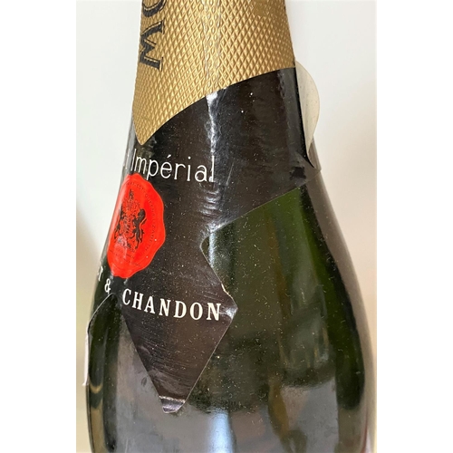 421 - Four bottles of champagne:  Mumm; Moët & Chandon; Louis Daumont; Veuve de Medts