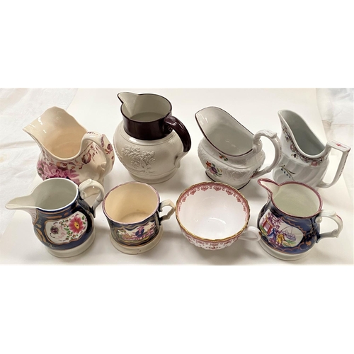 514 - An early 19th century Newhall style cream jug, 5 further 19th century jugs; a Davenport stoneware hu... 