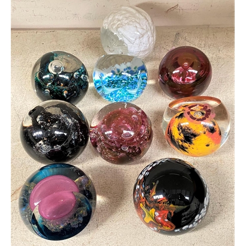 534 - A collection of 9 modern 'Selkirk' paperweights