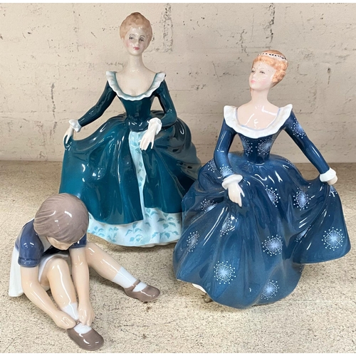 611 - Two Royal Doulton figures and a similar Royal Copenhagen style figure