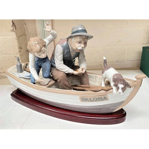 644A - A large Lladro group: Fishing with Gramps, 1984