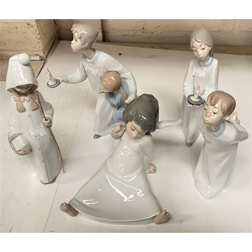 646 - Five Lladro figures of children in night attire