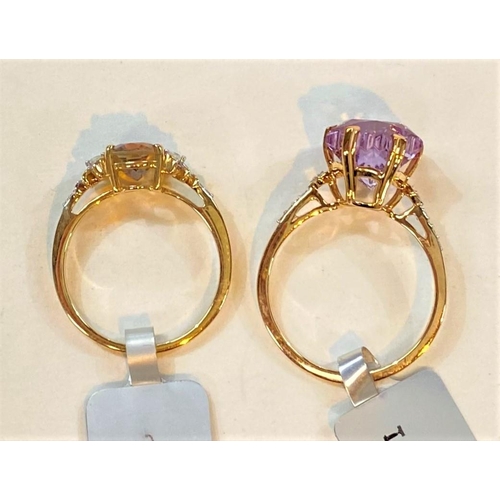 682 - A 9 carat hallmarked gold dress ring set Wobito Snowflake cut Rose de France amethyst, 4.18 carat, f... 