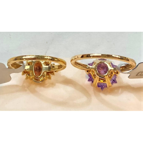 682 - A 9 carat hallmarked gold dress ring set Wobito Snowflake cut Rose de France amethyst, 4.18 carat, f... 