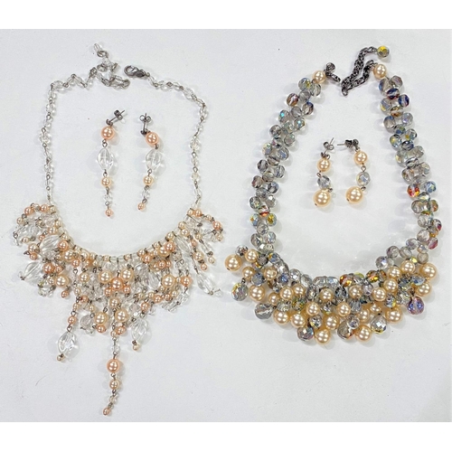 706 - Butler & Wilson:  a crystal and faux pearl collar necklace and matching earrings; a similar... 