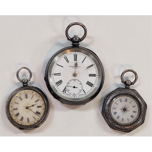 718 - A 19th century silver pocket watch by Freeman & Co, London; and 2 others