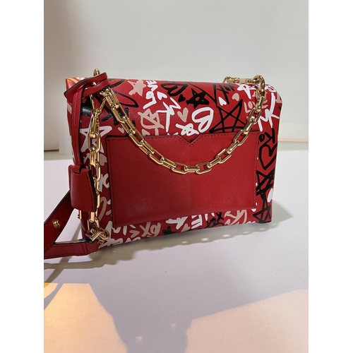 168 - MICHAEL KORS - CECE Graffiti print leather small shoulder bag in red with tags