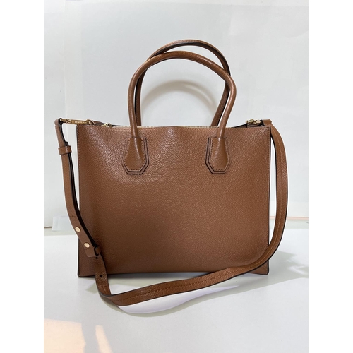 172 - MICHAEL KORS - Studio Mercer large brown leather convertible tote bag, double handles with tags