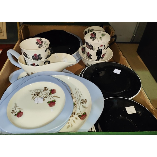 15 - Two Chinese blue and white tea bowls, one decorated with bats and moths etc.; a Royal Albert Black a... 