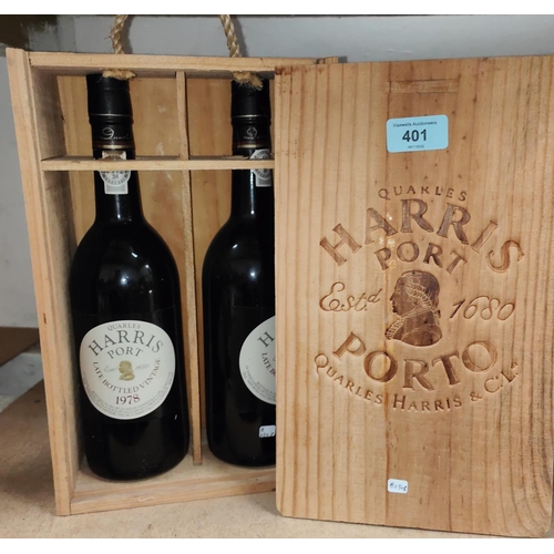 401 - A wooded cased set of Quales Harris Late Bottled Vintage Port 1978.