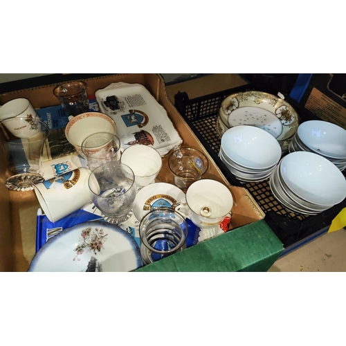 44 - A collection of Preston Guild souvenir items, a Noritake salad dish and 12 Japanese porcelain soup b... 