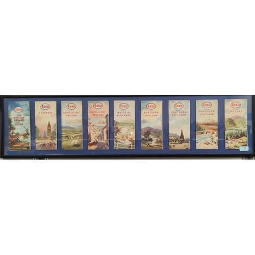 2 - A framed set of vintage Esso road travel maps for the UK 