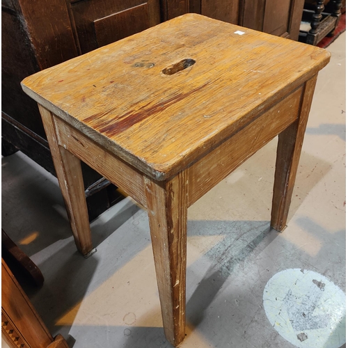 971 - A Victorian free standing dressing table mirror, on elm stool.