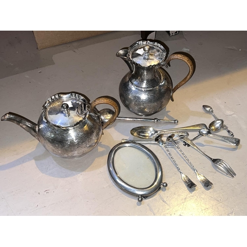 650A - Two silver plated twist stem cocktail stirrers , a Matador spoon etc