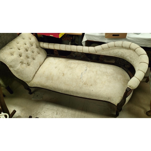 1008 - A Victorian mahogany framed chaise longue with button back etc.