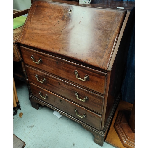 997A - A small Georgian mahogany bureau with fitted interior and drawers bellow 