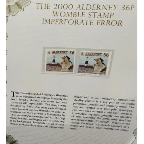 308 - Alderney, 2000 36p Womble stamp imperforate = normal MNH