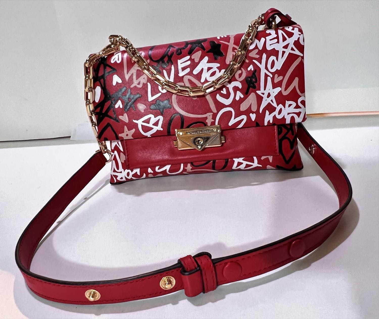 MICHAEL KORS CECE Graffiti print leather small shoulder bag in