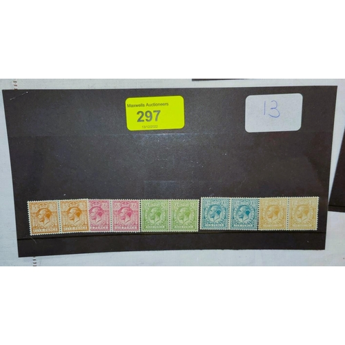 297 - GB 1924 set to 1/- in mint unmounted pairs