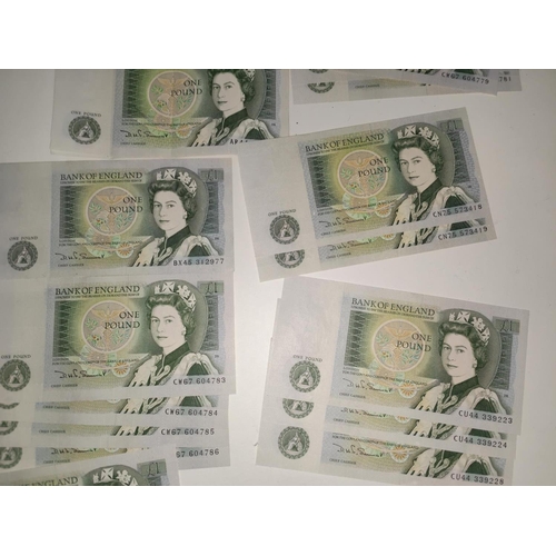 48 - A selection of 30 Isaac Newton £1 notes in runs of consecutive serial numbers