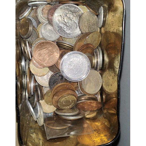 37 - A tin of coins and tokens, over 2kg