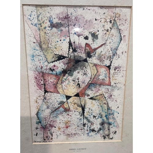 885 - Imre Czumpf:  watercolour, abstract composition, signed and numbered 964, 28 x 19cm, framed