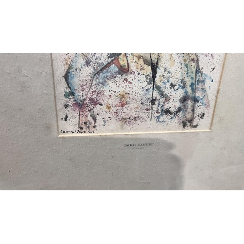 885 - Imre Czumpf:  watercolour, abstract composition, signed and numbered 964, 28 x 19cm, framed