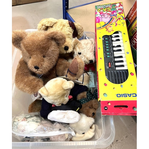 57 - A Dean's Luxury Teddy Bear, two Boyds teddy bears, other various bears and a mini keyboard