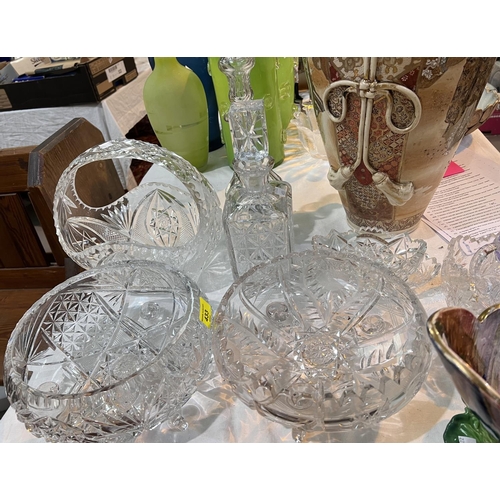 584 - A selection of cut glass bowls, decanters etc