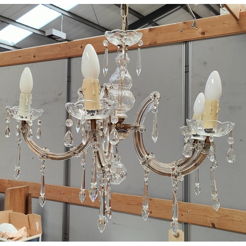 1001 - A five branch cut glass chandelier