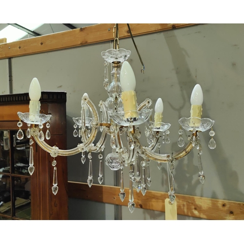 1001 - A five branch cut glass chandelier