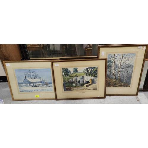 901 - John Armitage: Three watercolours 'Silver Birches', 'Old Sheep bridge - Ashford' and 'Below Grinwood... 