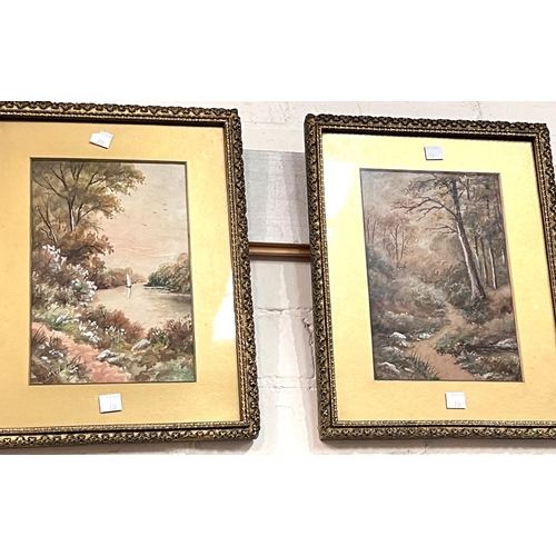 901A - Two gilt framed watercolours of boats and two other framed watercolours; After Julian Rix: etching o... 