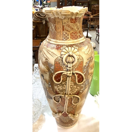 370 - A large Japanese baluster vase with relief side decoration (a.f) ht. approx 60cm