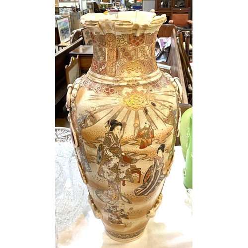 370 - A large Japanese baluster vase with relief side decoration (a.f) ht. approx 60cm