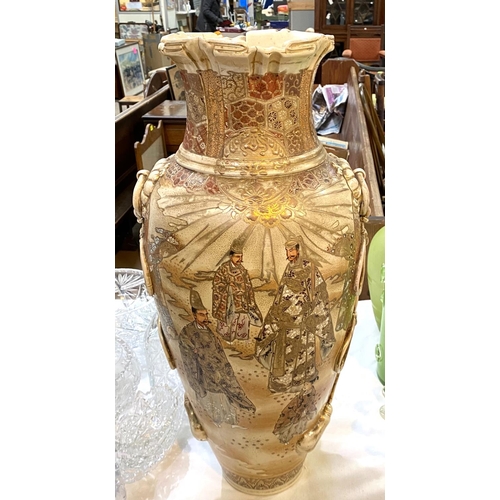 370 - A large Japanese baluster vase with relief side decoration (a.f) ht. approx 60cm