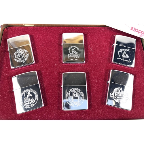 154 - The 1932-192 Zippo lighter collectors edition anniversary series, i tin, 6 boxed as 1 with collector... 