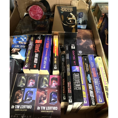 18 - A selection of Star Trek collectables, novels, Star Wars and a selection of Buffy and Angel VHS tape... 