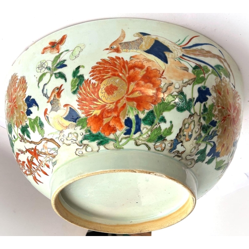 361 - A large and impressive 19th century Chinese Imari pattern punch bowl with birds and floral decoratio... 