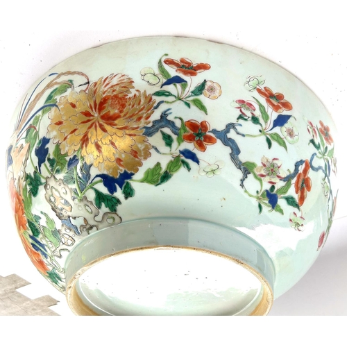 361 - A large and impressive 19th century Chinese Imari pattern punch bowl with birds and floral decoratio... 