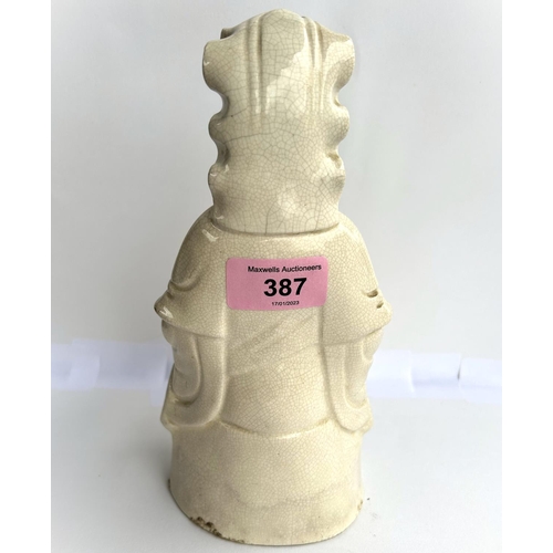 387 - A Republic period Chinese blanc de chine figure of Guan Yin, with crackle glaze, height 21.5cm