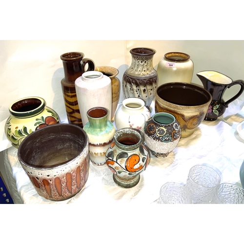 566 - Thirteen 1960's/70's West German pottery vases, assorted designs, some lava ware