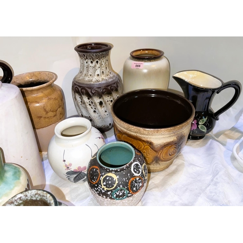 566 - Thirteen 1960's/70's West German pottery vases, assorted designs, some lava ware