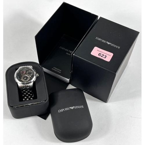 623 - A boxed Emporio Armani Meccanico automatic gent's wristwatch with stainless steel bracelet