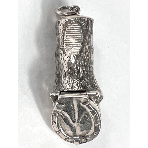 648 - A novelty silver vesta case in the form of a horse's hoof with opening shoe, stamped 925 'LT', overa... 