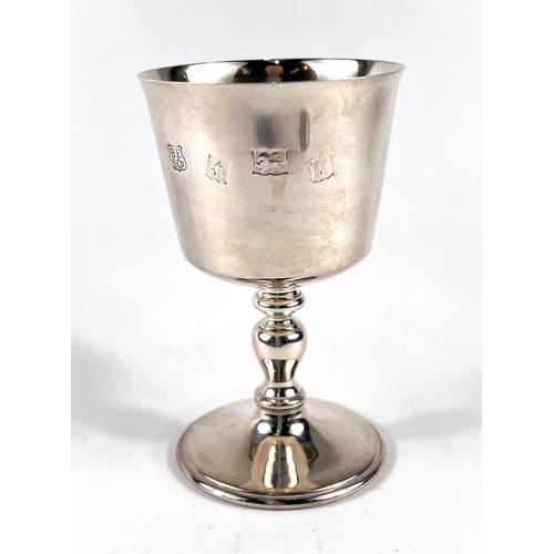 720 - A hallmarked silver Georgian style goblet by Barker Ellis, Birmingham 1970, 4.6oz