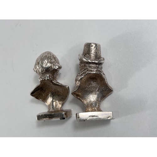 769 - Two miniature busts stamped 'sterling':  