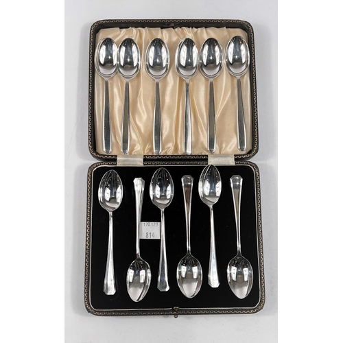 814 - A hallmarked silver set of 6 teaspoons, Sheffield 1945; a similar cased set, Sheffield 1940, 5.5oz